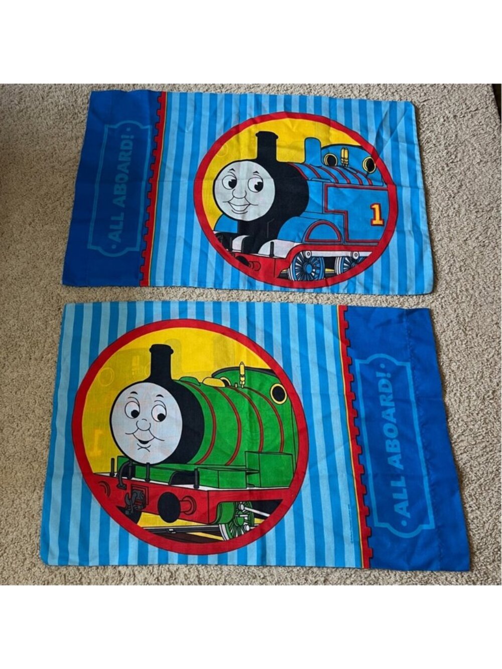 Vintage 2001 Thomas the Train Engine Dan River Standard Pillowcase Set Percy